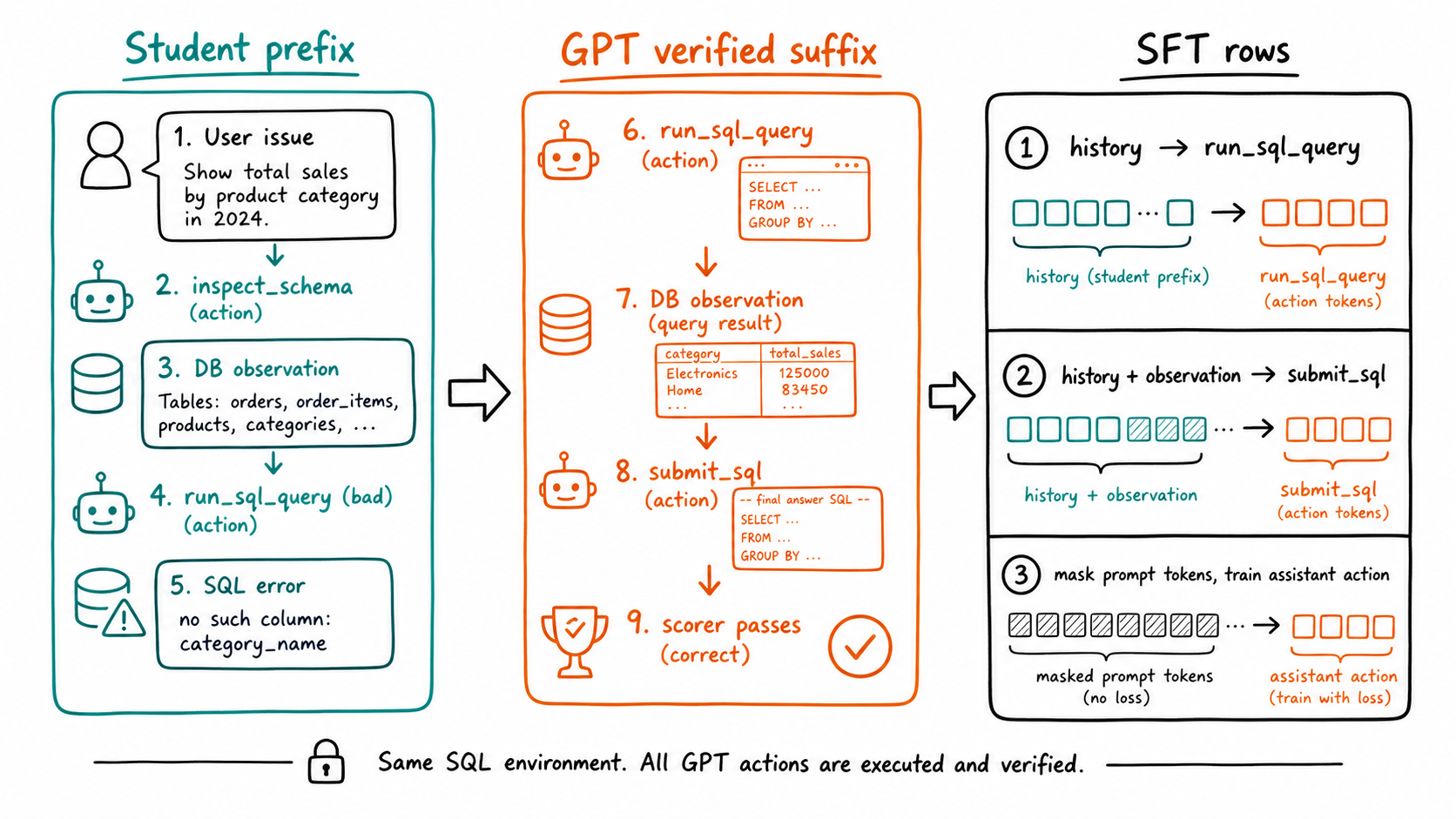 Teacher suffix to SFT rows sketchnote
